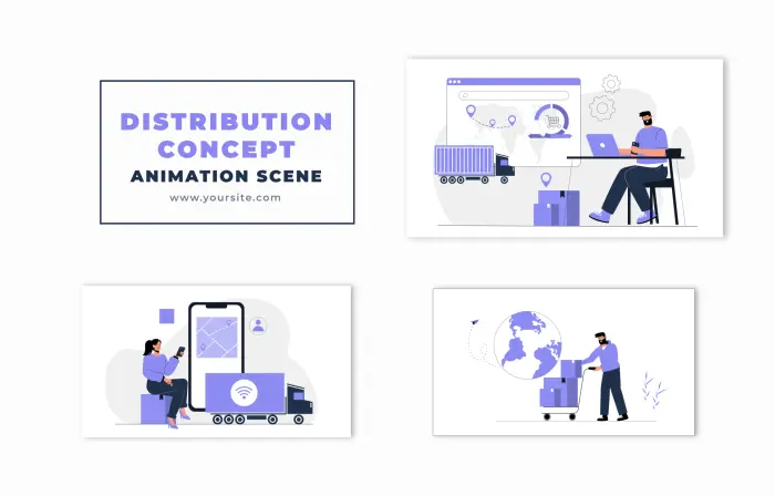 Distribution Concept Flat Design Character Animation Scene